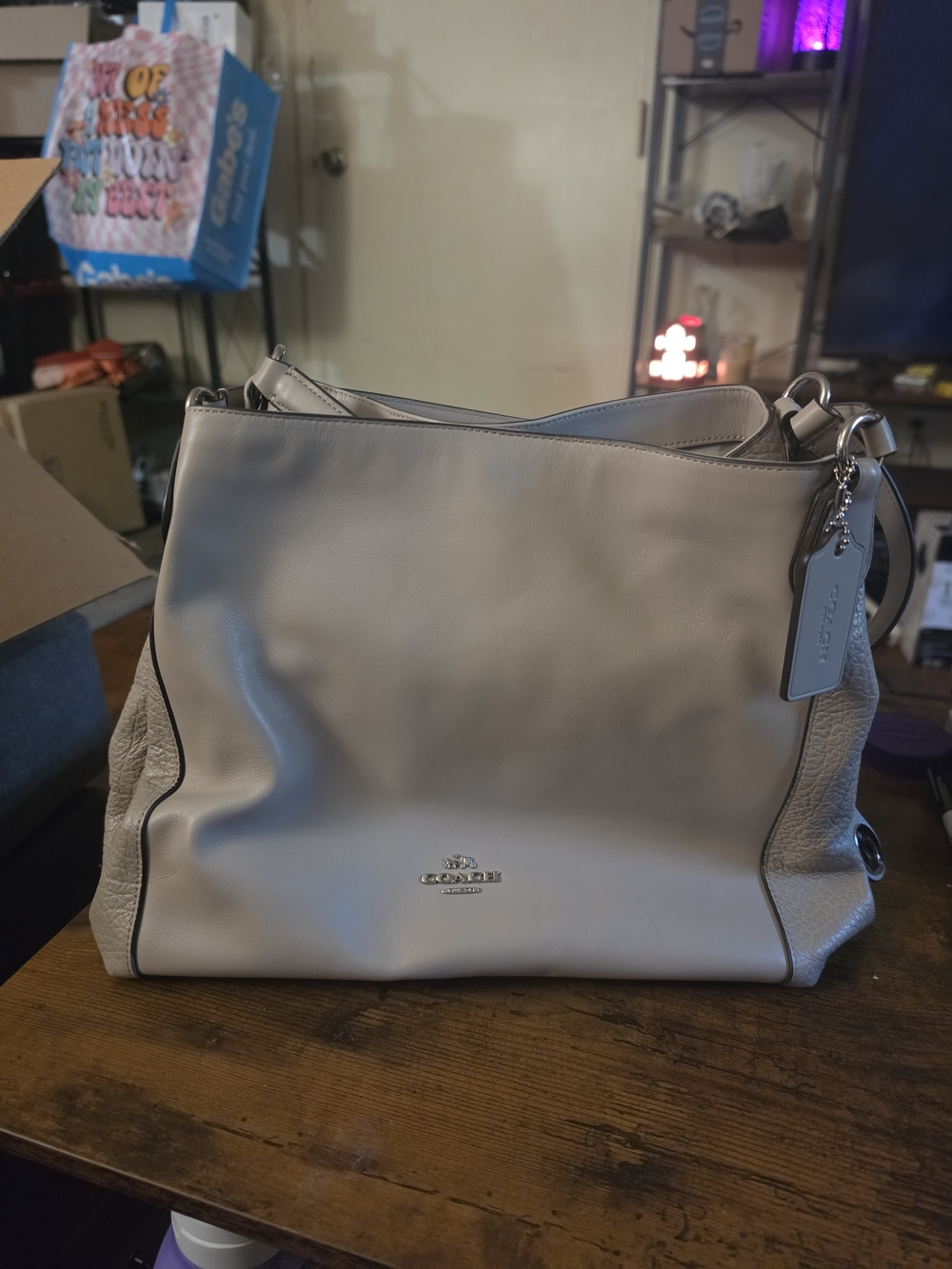 Coach Edie 31 Grey Leather Shoulder Bag Hobo